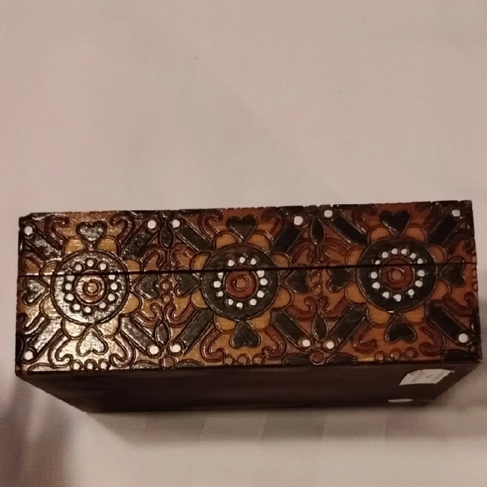 Hand Carved & Painted Wood Box, Made In Poland
